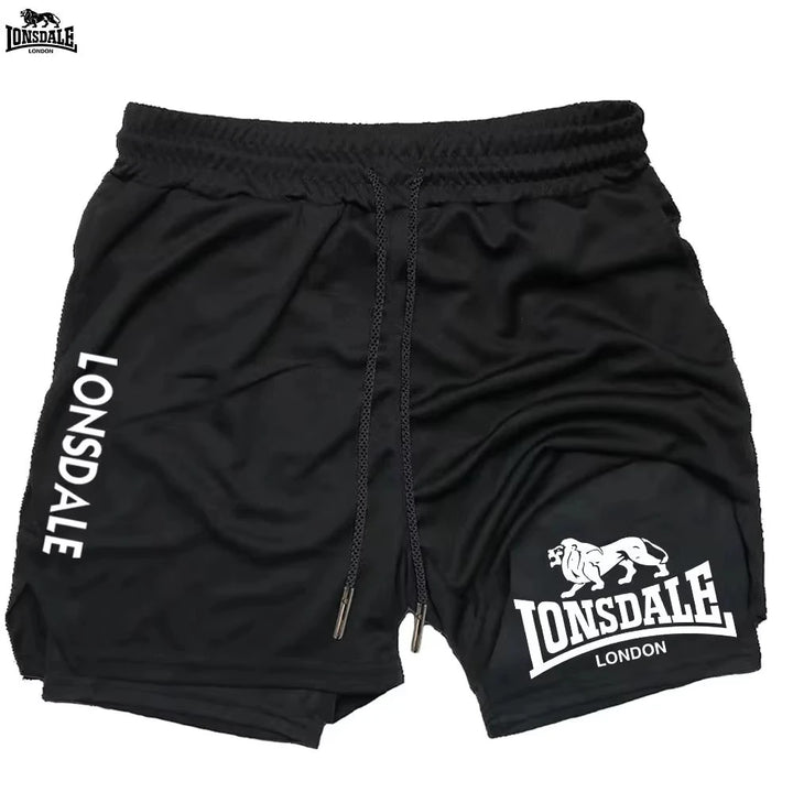 LONSDALE Men's Double Layer Two-in-One Sport Shorts Quick-Drying Breathable Casual Summer Running Clothing Short