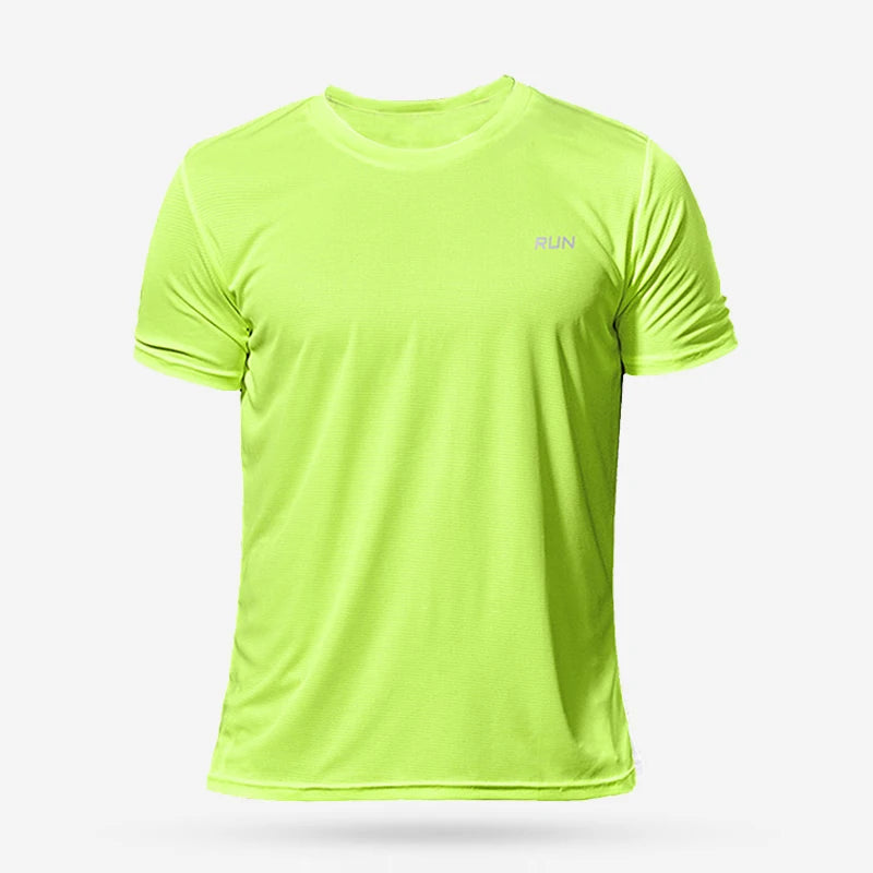 Summer Mens Quick Dry Running Bodybuilding Shirts Sport Gym t Shirt Men Short Sleeve Fitness Tops Oversized t-Shirt Jersey - ATFH