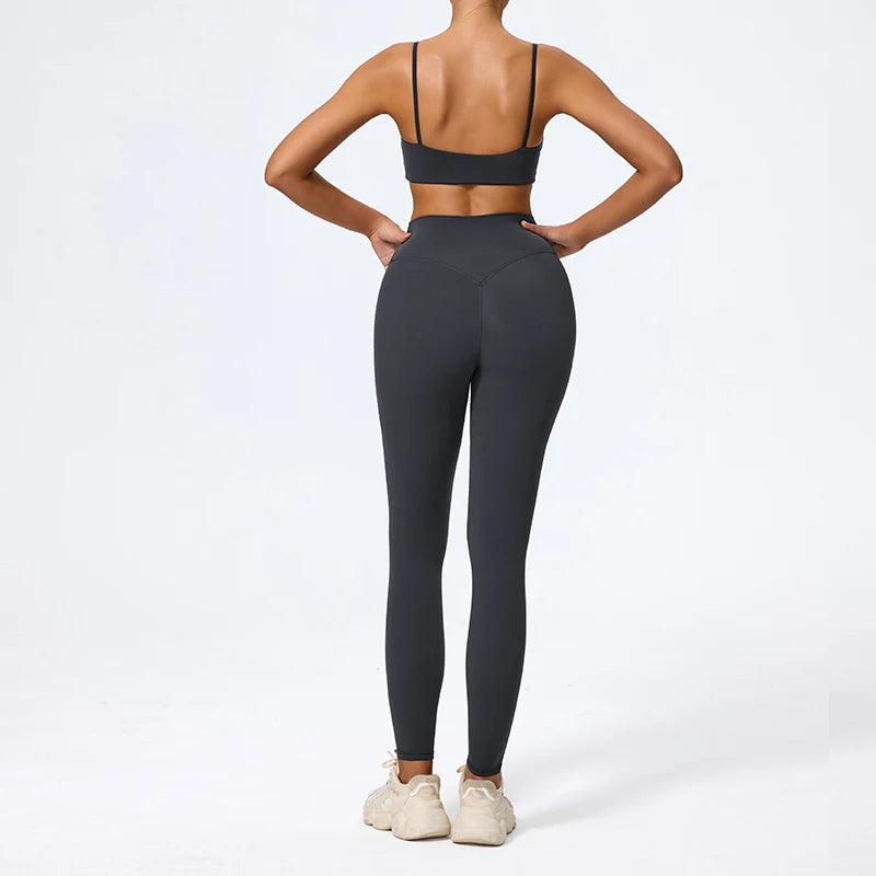 Ctenkevet Summer Women 2Pcs Sleeveless Sports Set Female Gym Two-piece Yoga Set High Waist Breathable legging Sportswear Women - ATFH