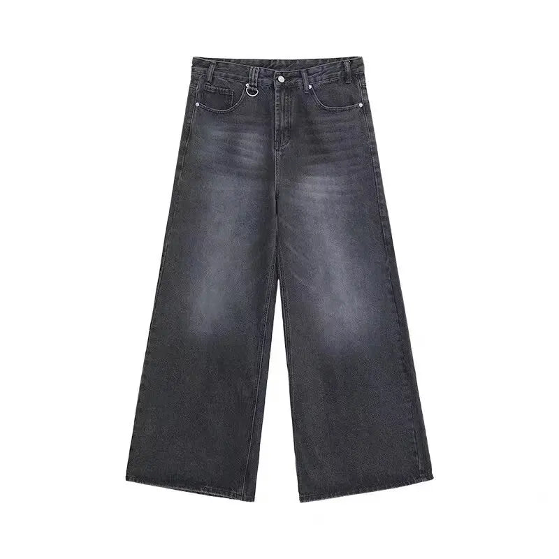 New Men's Baggy Straight Leg Wide Leg Jeans Male Fashion Vintage Wash Casual Denim Pants Youth Popular Brand Streetwear Trousers ATFH