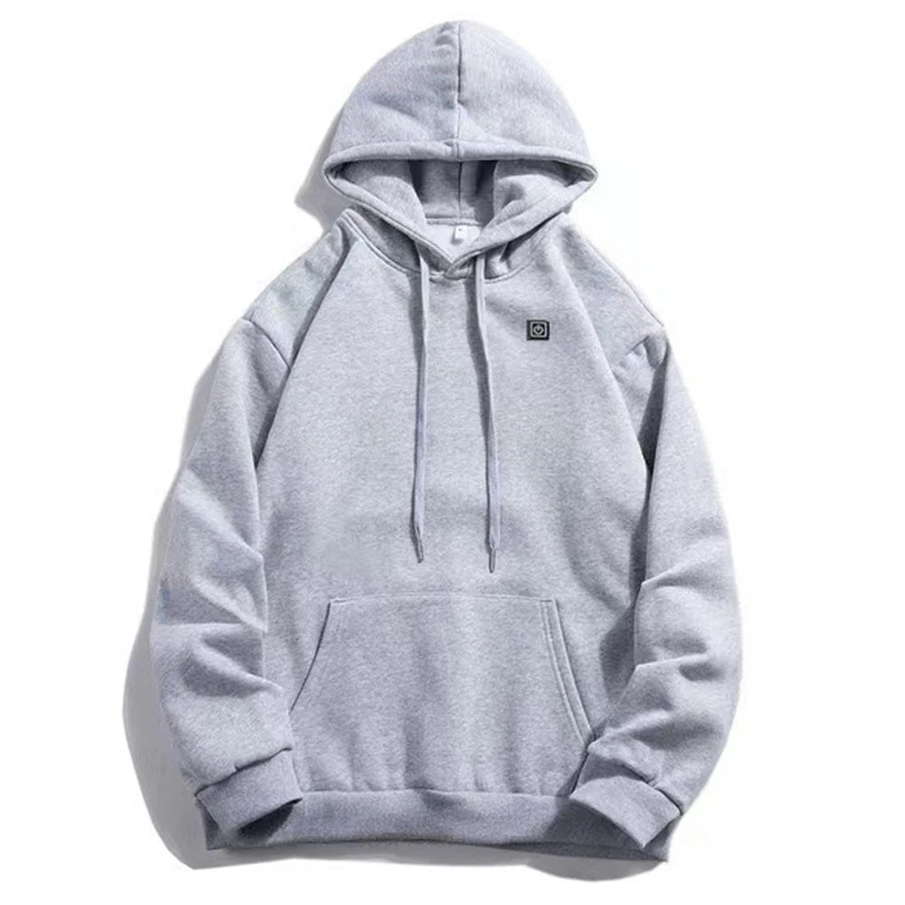 Men Women USB Heating Hoodies Vintage Heated Jacket 5 Heating Zones 3 Heat Levels Long Sleeve Streetwear Loose Coats Sweatshirts - ATFH