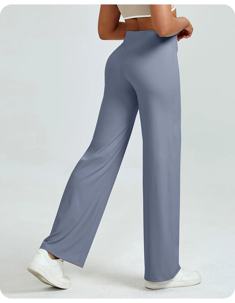 High Waisted Straight Leg Yoga Pants for Women, Naked Feeling Butt Lifting Loose Fit Workout Trousers, Slimming Gym Pants ATFH