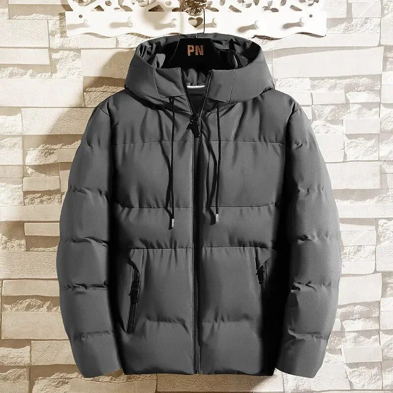 New Men's Winter Thickened Down Cotton Jackets Fashion Windproof Warm Hooded Parkas Men Casual Zipper Pocket Cotton-padded Coats