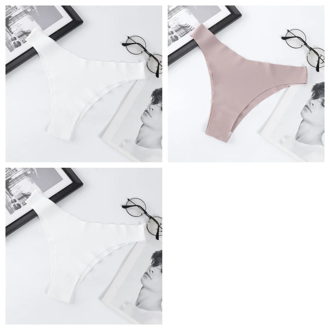 3Pcs/Set Women Ice Silk Panties V-Waist Low Rise Briefs Seamless Underwear Female Quick-Drying Underpants Sexy Lingerie S-L