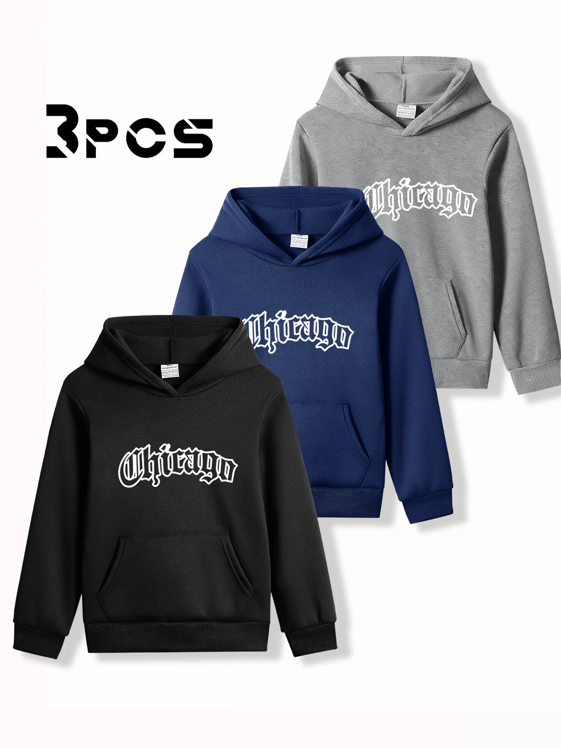 3-Piece Set Boys' Fashion Casual Letter Print Sweatshirts - Versatile Sports Tops - ATFH