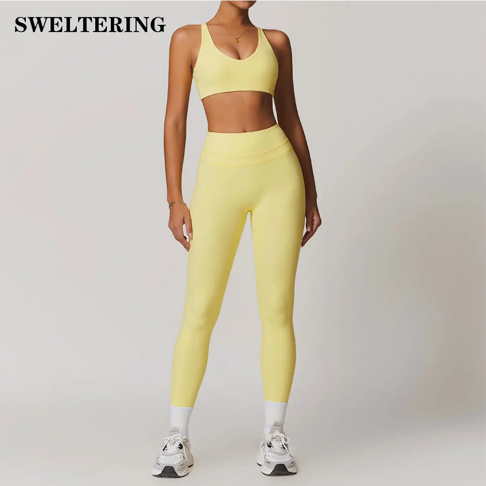 SWELTERING 2 Pieces Sportswear Women Yoga Set Gym Clothes Sportswear Yoga Suits Fitness Set Tracksuits Sports Bra Gym Leggings - ATFH