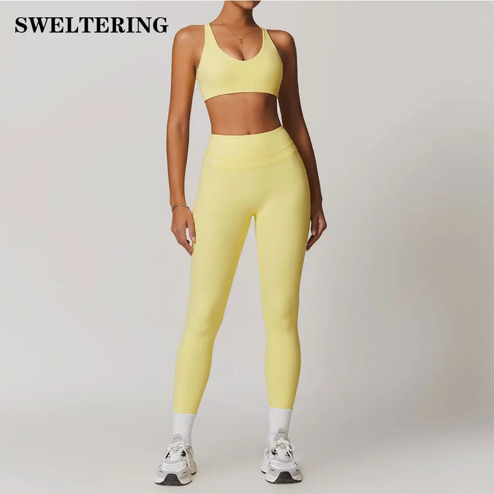 SWELTERING 2 Pieces Sportswear Women Yoga Set Gym Clothes Sportswear Yoga Suits Fitness Set Tracksuits Sports Bra Gym Leggings - ATFH