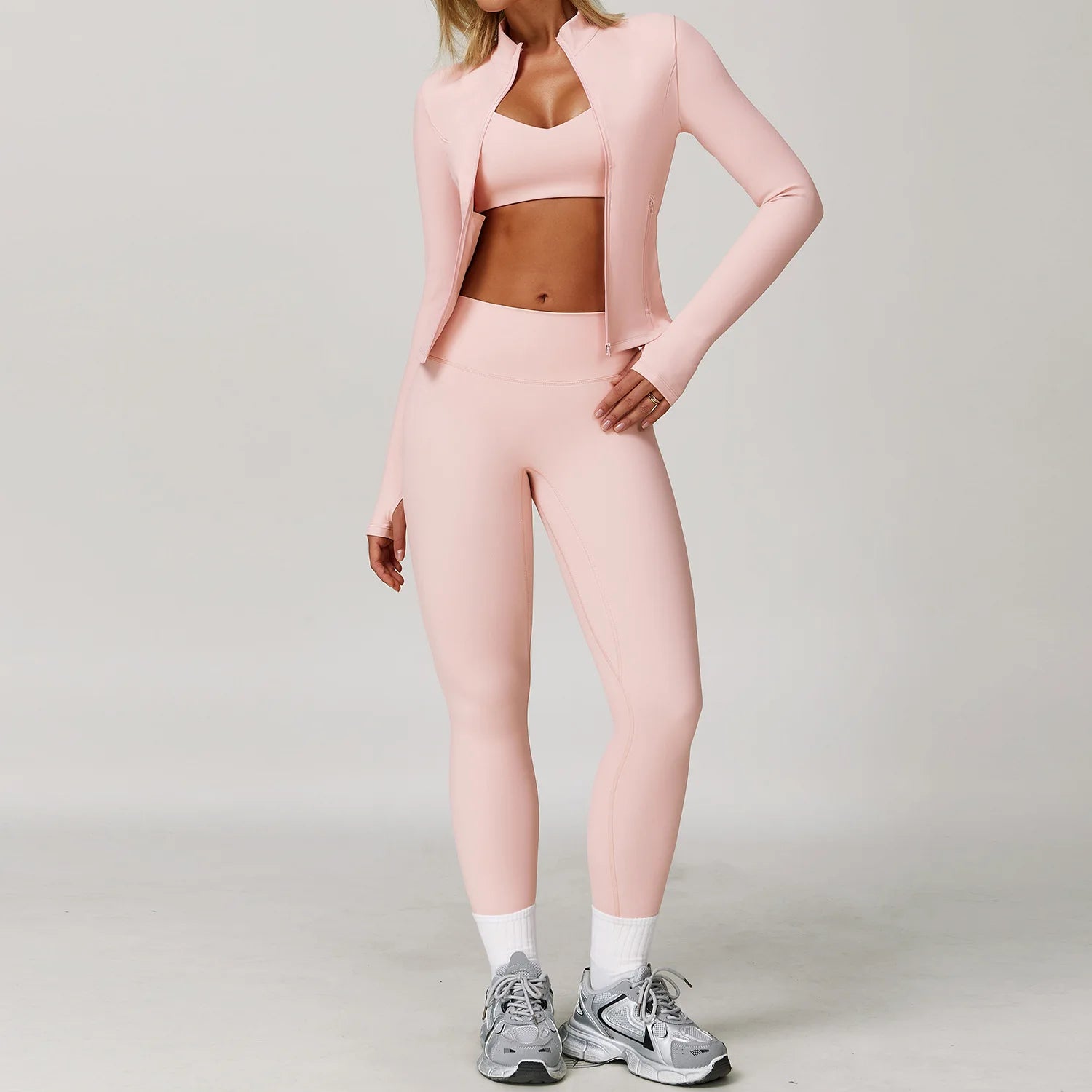 2/3PCS Yoga Suit Sports Set Gym Set Women Tracksuit Running Workout Clothes Long Sleeve Sports Bra Athletic Wear Yoga Clothing - ATFH