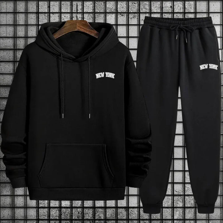 2026 Hot Sale Mens Sportswear 2pcs Set Hoodie and Sweatpants Autumn Winter Daily Casual Sporty Jogging Suit Urban Fashion Outfit - ATFH