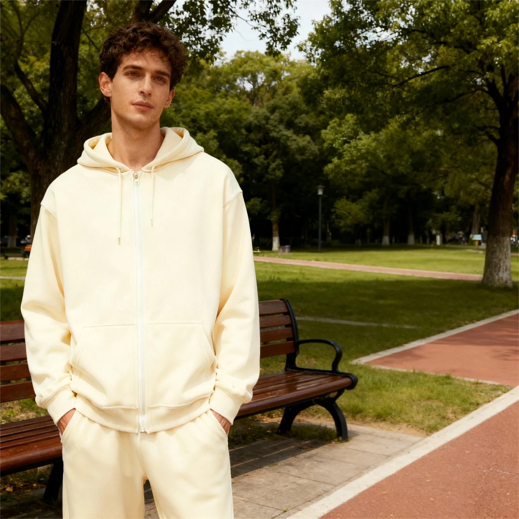 New Autumn/Winter  Men’s Gray Jacket with Hood Long Sleeve Big Pocket Zipper Jacket Coat Woman Loose Casual Outerwear Coat Tops - ATFH