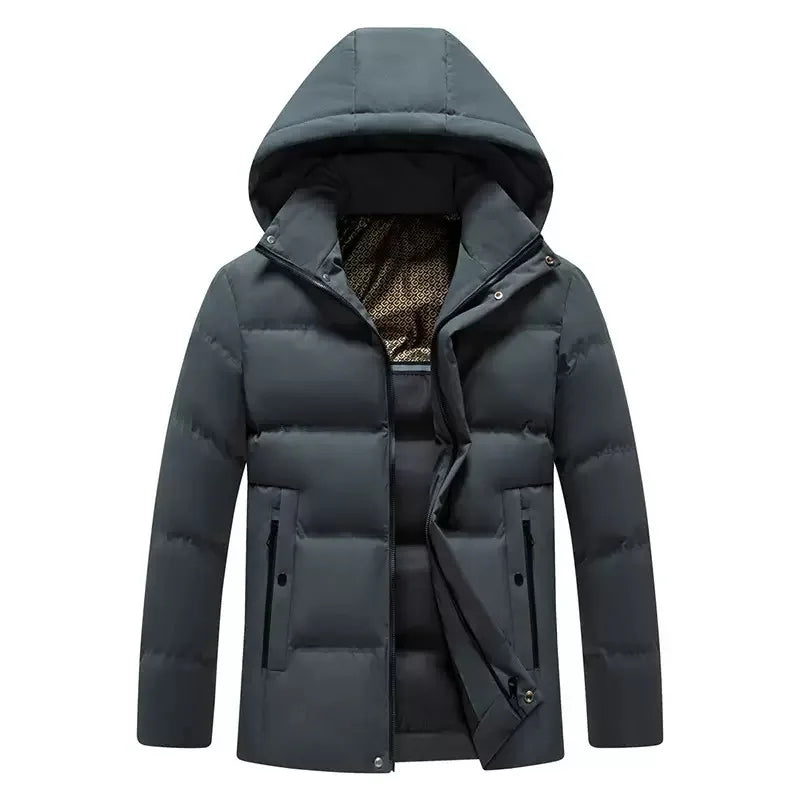 New Autumn/Winter Thickened Warm Windproof Hooded Cotton Jacket Men's Casual Loose Sports Plus Size High-Quality Coat