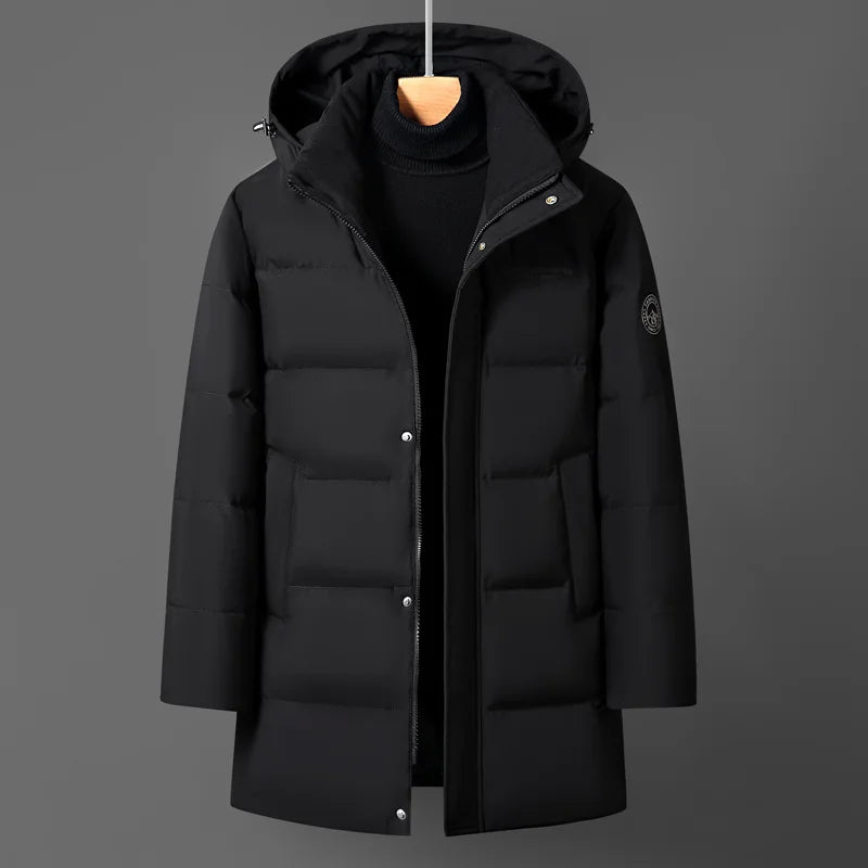 Luxury Men's Winter Padded Jackets Man Down Coats Parka White Goose Down Jacket Clothes Hooded Long Padding Puffer Jcket HXY299