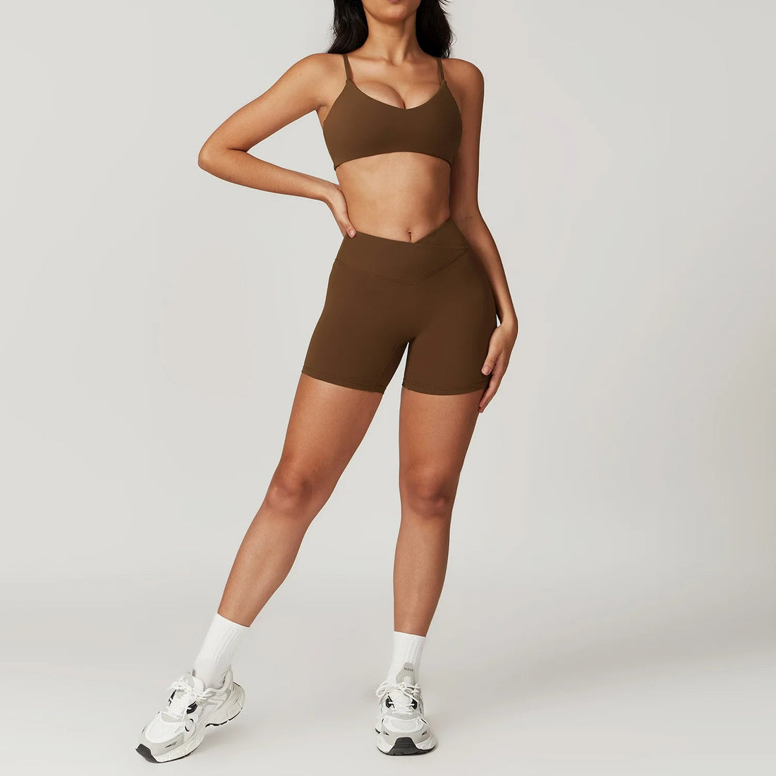 2 Pieces Yoga Set Gym Clothes Sportswear Yoga Suits For Women Fitness Short Sleeve Crop Top Tracksuits Sports Bra Gym Leggings ATFH