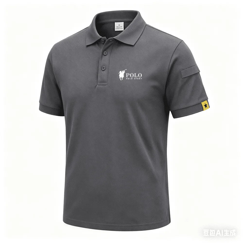 Men's premium summer polo shirt, quick drying, breathable, casual, business fashion, sports, short sleeved, men's clothing