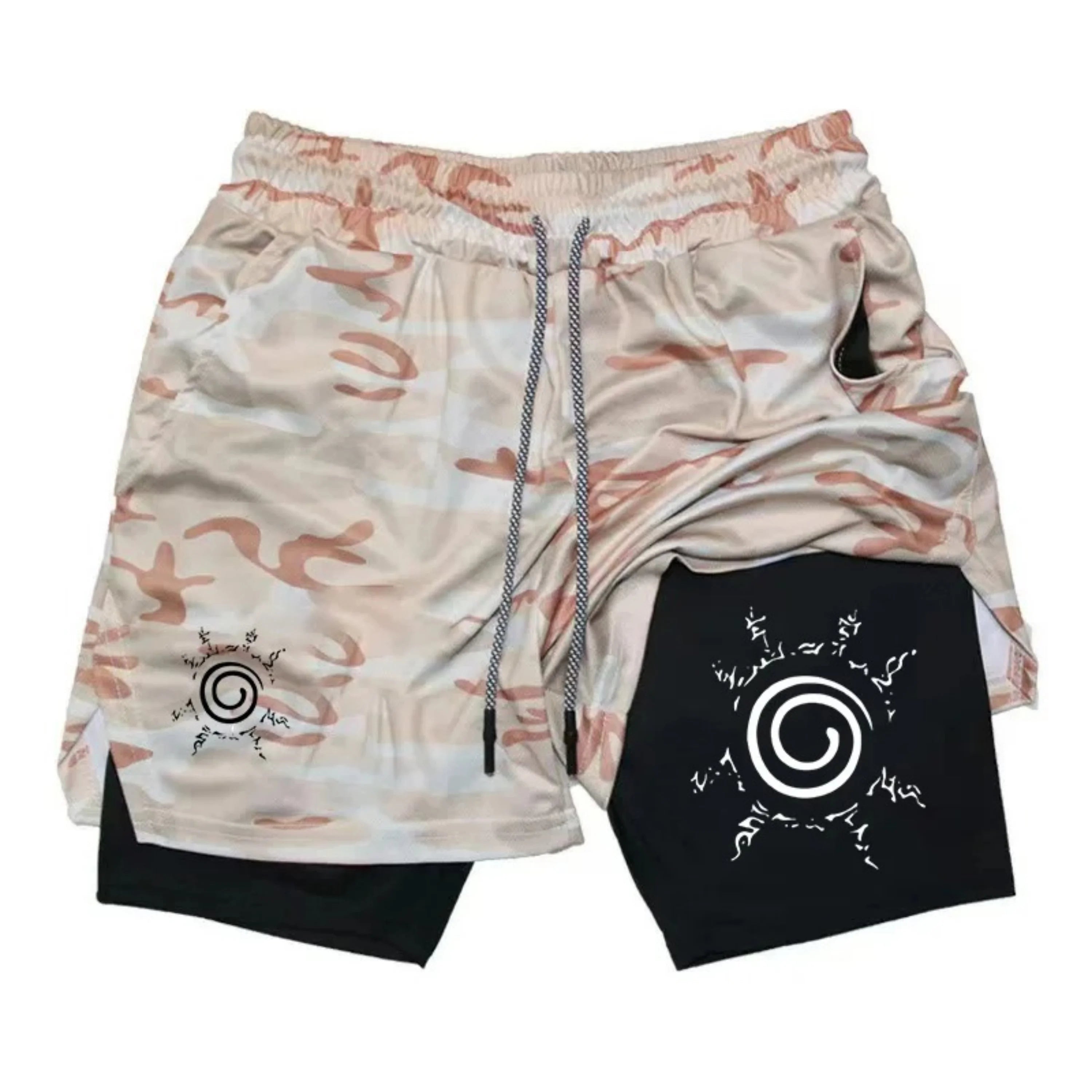 "Naruto" anime - Men's gym sports shorts - Quick dry-clean sports pants for running - Dual-purpose shorts for fitness training a