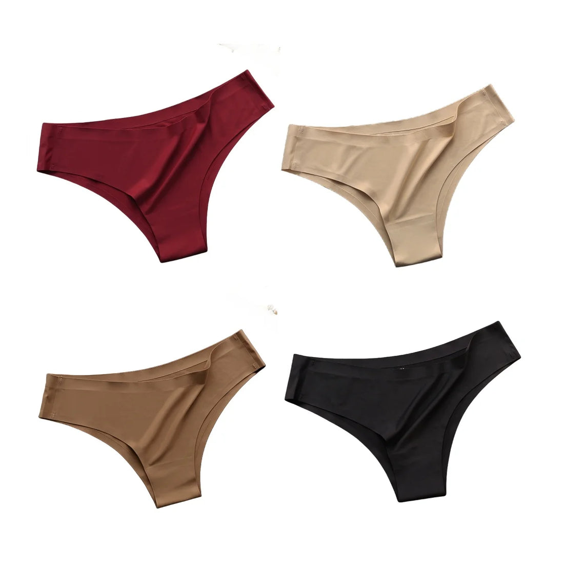 4Pcs/Set Women Ice Silk Panties Low Rise Briefs Soft Brazilian Panties Smooth Underwear Stretch Underpants Sexy Lingerie M-XL