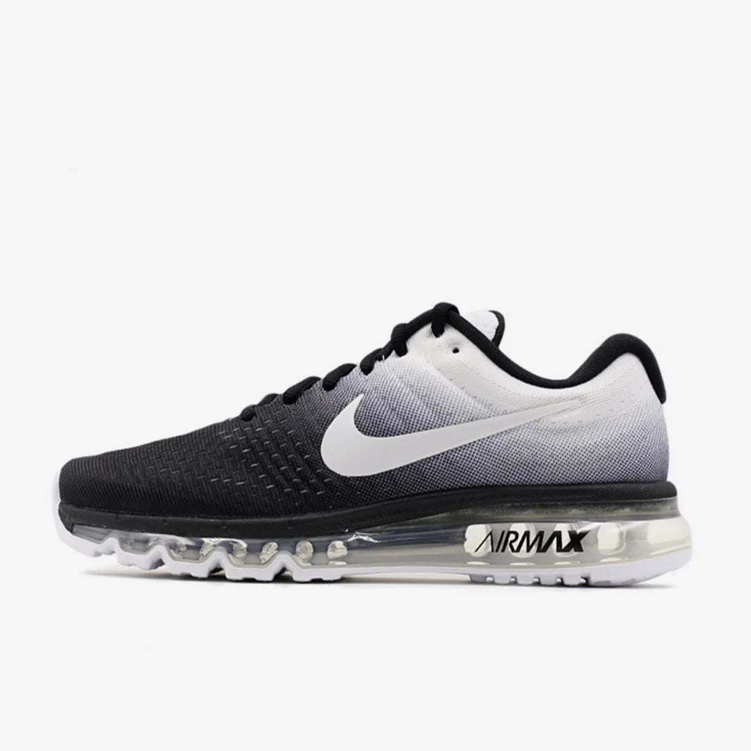 Nike's New Visual Full-Length Air Cushion Comfortable Shock-Absorbing Fitness Daily Men's Running Shoes Air Max Series Lightweight Durable Wear-Resistant Casual Shoes Black and White Gradient Color Trendy Versatile Sneakers a ATFH