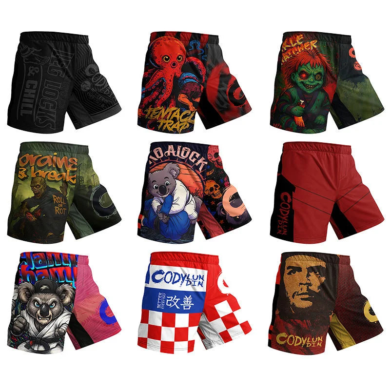 MMA Muay Thai Shorts Men Fighting Training Brazilian Jiu Jitsu Boxing Spandex/Polyester Stretch Durable Light Weight Short Pant