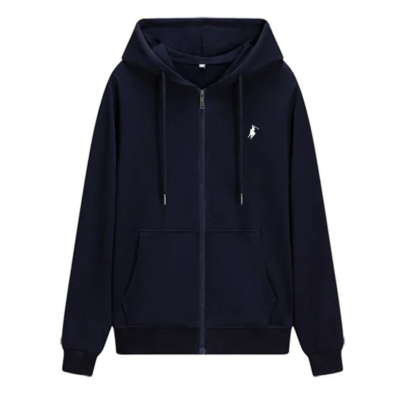Men's new spring style zipper hooded sweatshirt, fashionable outdoor jogging windproof men's and women's casual sports shirt - ATFH