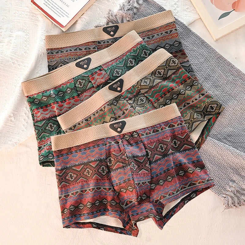 4pcs Men Underwear Cotton Men Boxer Shorts Medium Waist Breathable Men Panties Larger Size 6XL-Lot Soft Comfortable Men Boxer