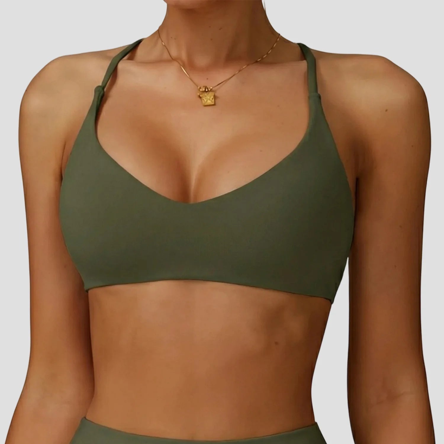 Sports Bra High Impact Support Women Gym Underwear Push-up Back Cross Yoga Crop Top Running Workout Fitness Pilates Solid Color - ATFH