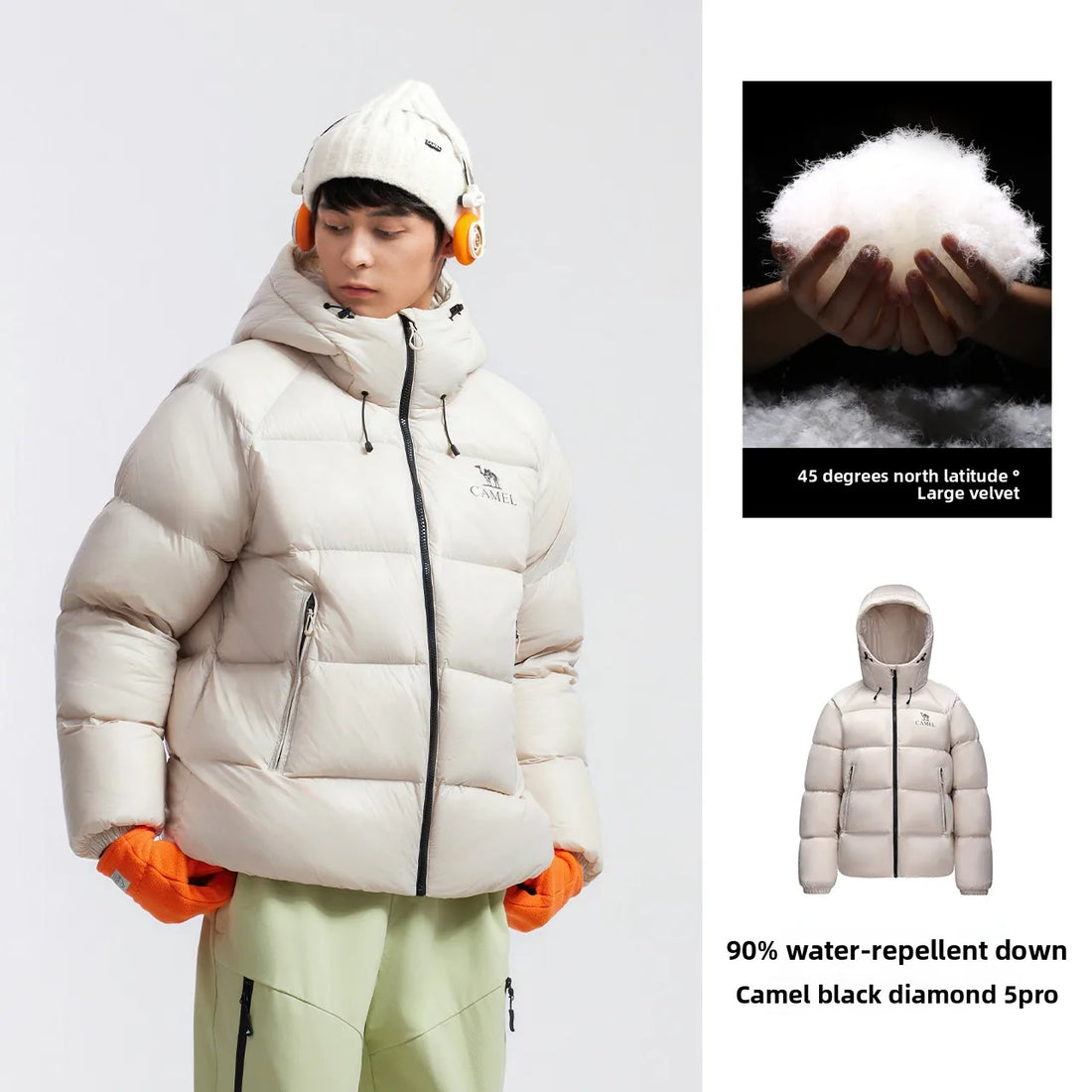GOLDEN CAMEL Black Diamond 5PRO Down Jackets Women Men Thickened Windproof Coats Water-Repellent Fleece Hooded Puffer Jacket