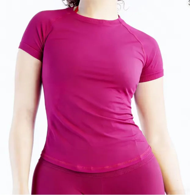 Short-Sleeve Sports T-Shirt LOGO for Women, Cropped Gym Top, Lightweight Yoga Top, Stretchy Athletic Tee - ATFH