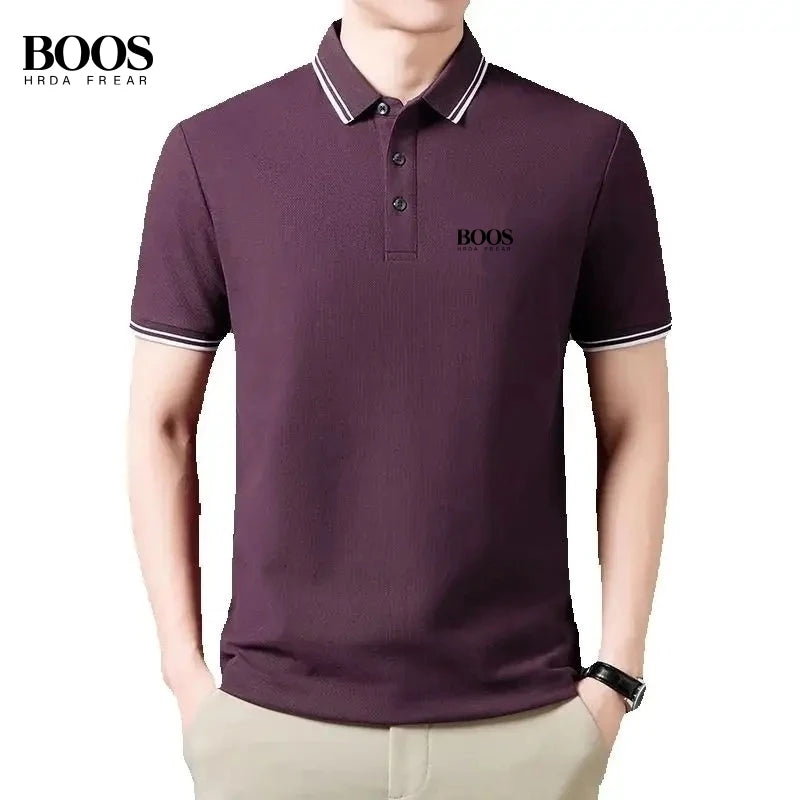 Summer men's high-quality embroidered logo short sleeved polo shirt, new fashionable and casual breathable T-shirt top