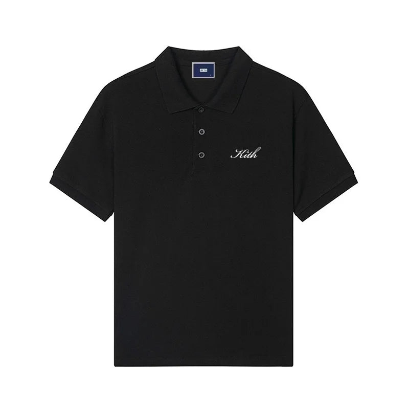 Japan Korea Quality 100%Cotton Solid polo T Shirt Mens Short Sleeve Fashion Trend Clothing Woman Summer Letter Embroidery Tops