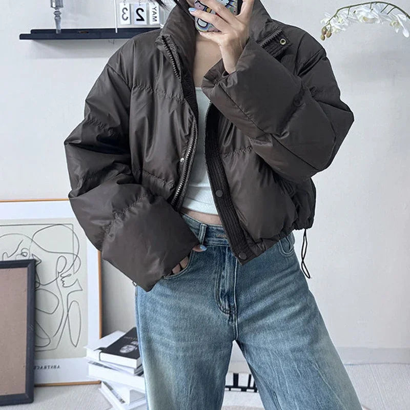 Women's clothing 2024 new autumn and winter style loose small cotton coat jacket  short  thickened  winter