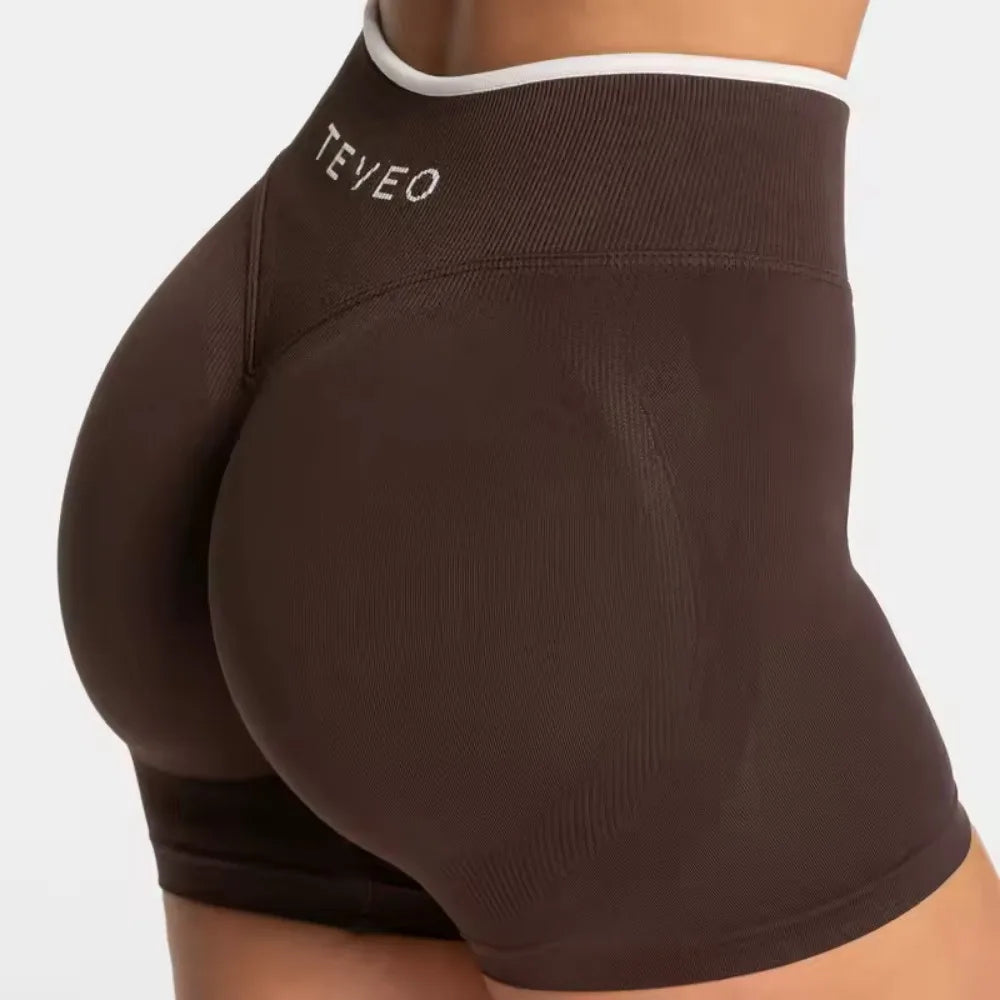 TEVEO Seamless Yoga Shorts for Outdoor Wear, Stylable Hip Lifters, Fitness & Workout Shorts Tahsi Fashion House