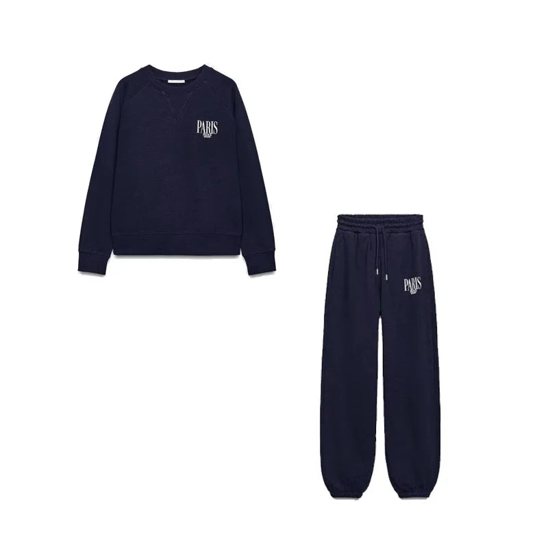 Early Autumn New Arrival Women's Fashion Set Letter Print Sweatshirt Long Pants Polyester Fiber Long Sleeve Hoodie Two-Piece Set