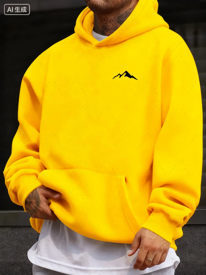 Men's Autumn And Winter Casual Fashion Loose Mountain Print Long Sleeved Hooded Sweatshirt Warm Pullover  Women Christmas Gift - ATFH