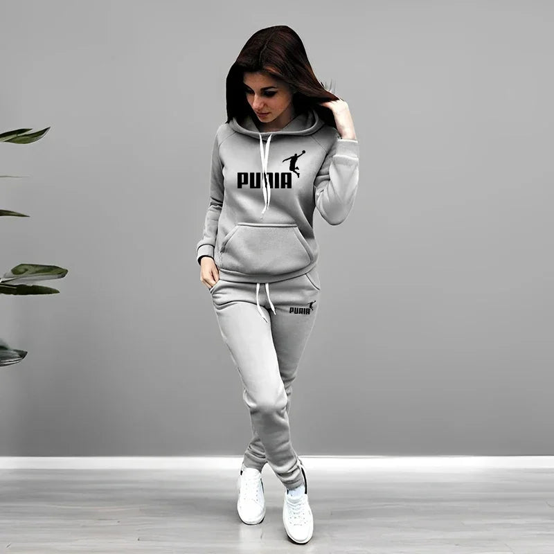 Autumn Winter Daily Casual Sporty Hoody Outfit Female Home Outdoor Comfort Sportswear Women's Jogger Set Hoodies and Sweatpants