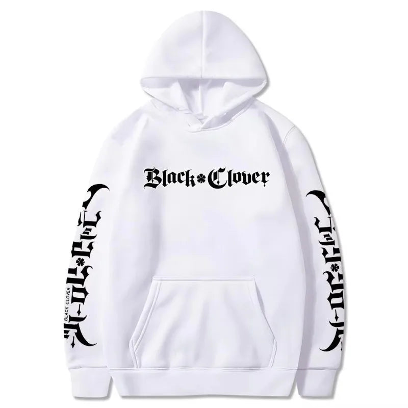 Anime Black Clover Letter Printed Hooded Men Women Manga Hoodies Long Sleeve Prevalent Streetwear Harajuku Unisex Sweatshirt - ATFH