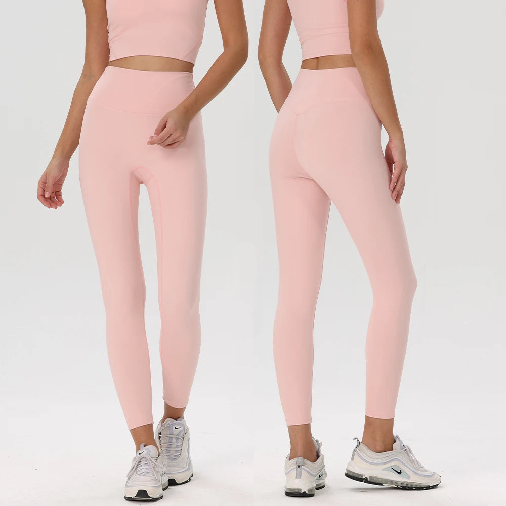 No Front Seam Leggings for Women Seamless High Waisted Buttery Soft Yoga Pants Sports Female Tights Lycra Lifts Buttocks Workout ATFH