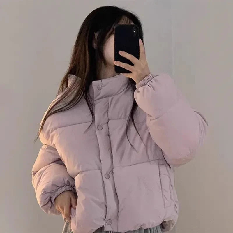 Winter Women's 2025 New Cotton Jacket Short Cotton Jacket Design Thickened College Style Cotton Coat Winter Blue Yellow Black ATFH