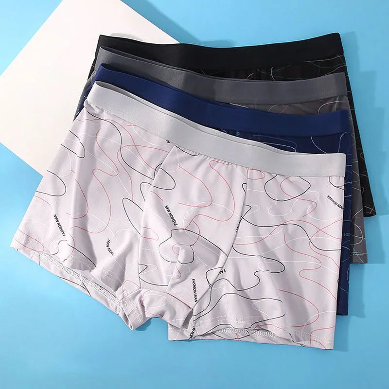 8pcs Men Underwear Boxer Shorts Breathable Mid Waist Shorts Square Leg Pants Comfortable Print Plus Size