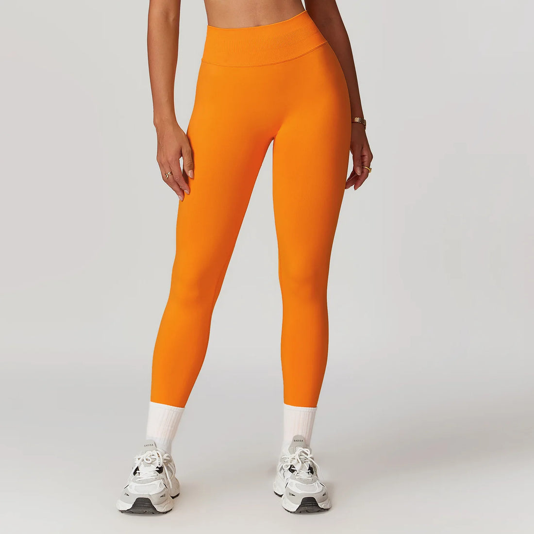 Seamless Fitness Leggings Women Sport High Waist Elastic Ribbed Yoga Leggings Gym Jogging Quick Dry Push Up Slim Pants Female - ATFH