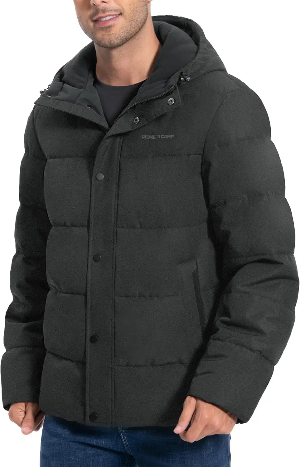 Pioneer Camp Mens Winter Coat Warm Winter Puffer Jacket Waterproof Thicken Insulated Windproof Hooded Down Quilted Coat