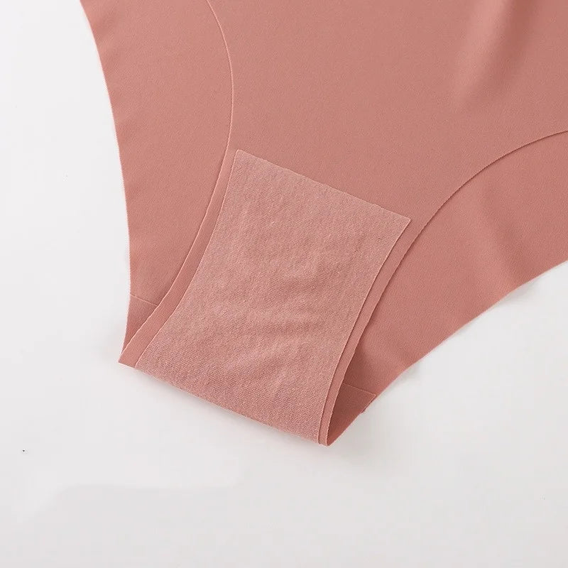 3Pcs/Set Ice Silk Panties Women High Waist Seamless Briefs Breathable Invisible Underwear Soft Stretch Sexy Lingerie XS-XL Panty