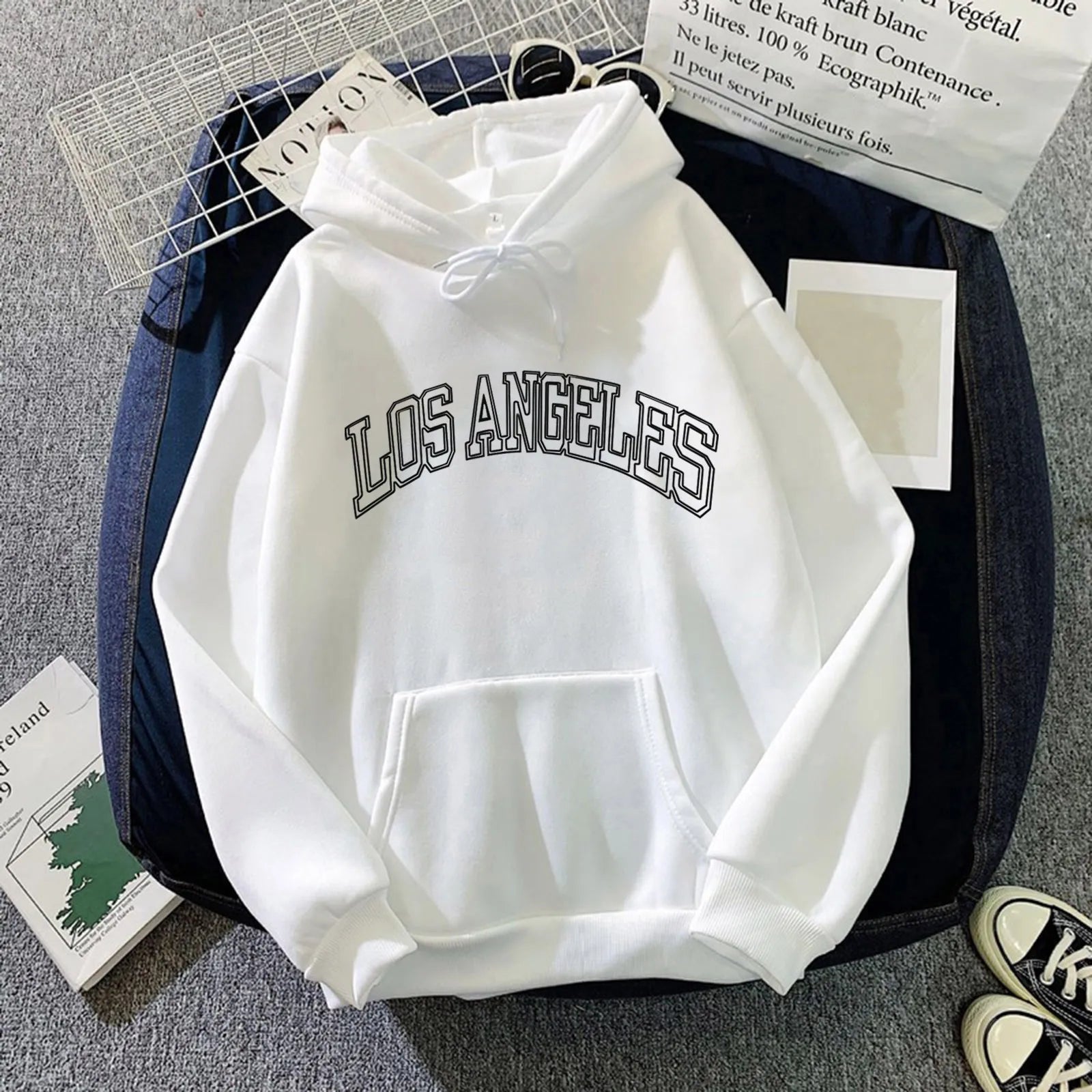 Letter Print Hooded Women'S Sweatshirt Stylish Oversized Pullover Tops Long Sleeved Casual Hooded Sweatshirt Sweatsuits Femme - ATFH