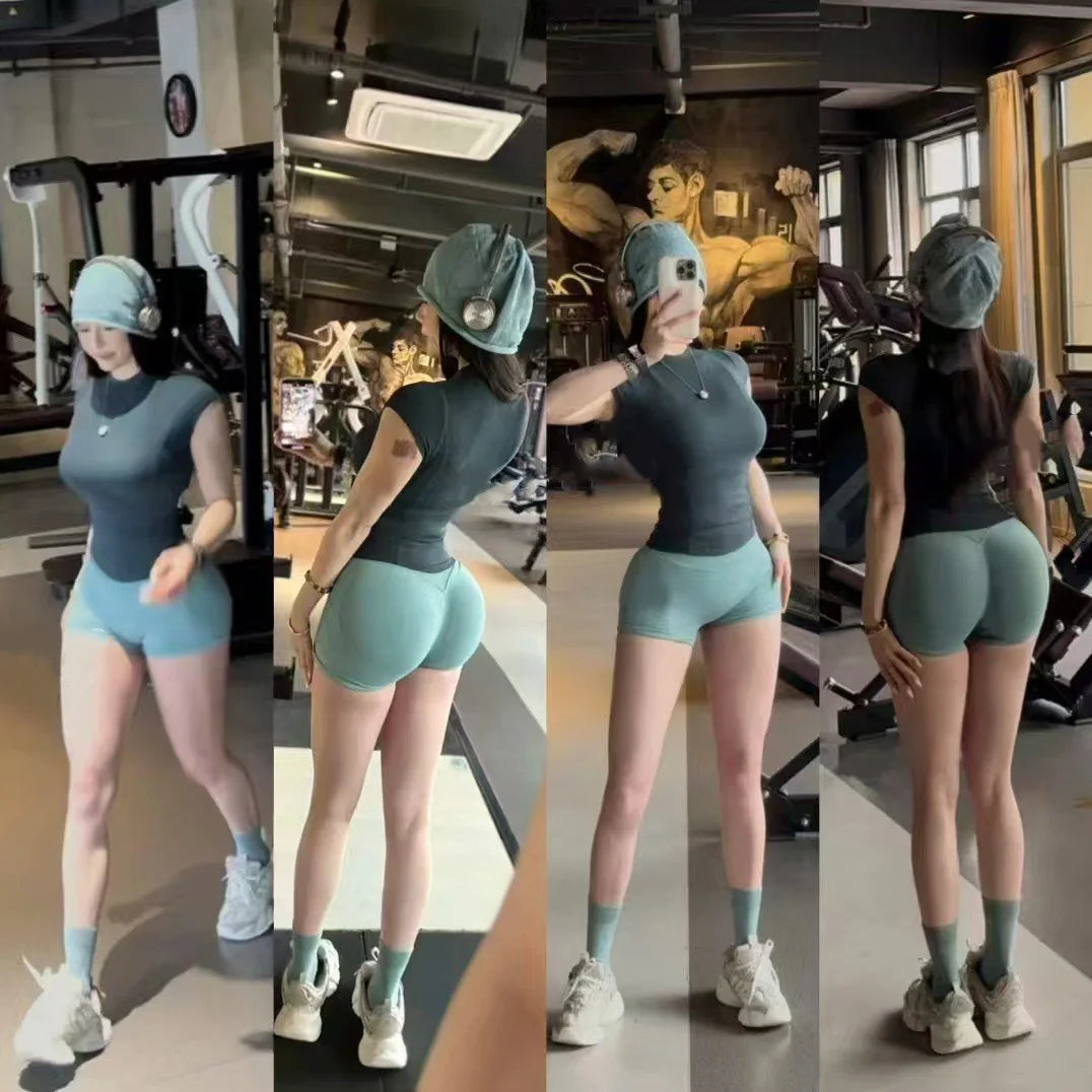 Women's Low-Rise Yoga Pants Three-quarter Length Shorts Tummy Control Workout Leggings Gym Fitness Running Seamless Tights