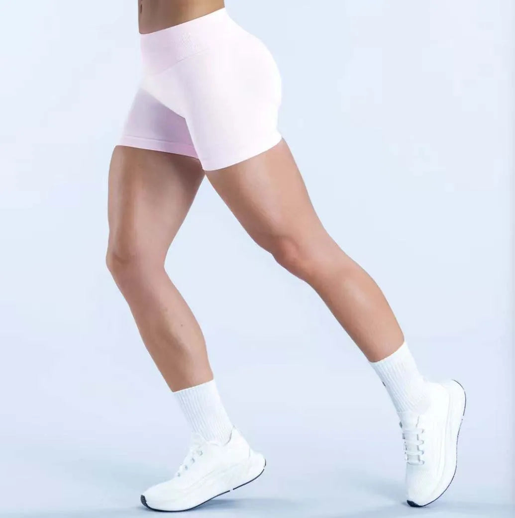 Denyf 4.5" GYM Shorts Low Ribbed Band Yoga Shorts Seamless Scrunch Bum Workout Gym Shorts Booty High Stretch Running Shorts