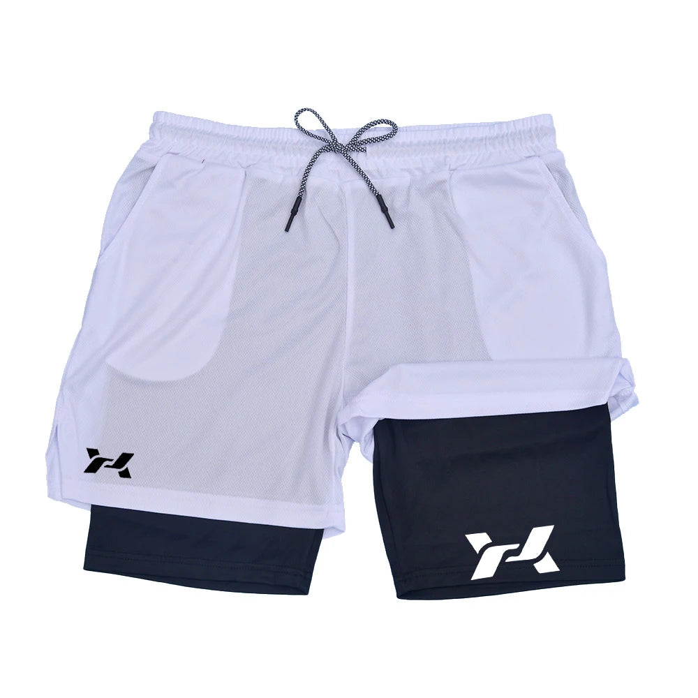 2026Men's Two-in-one Sports Shorts Breathable Casual Quick-drying Double-layer Shorts Running Sportswear Bottoms ZY00197