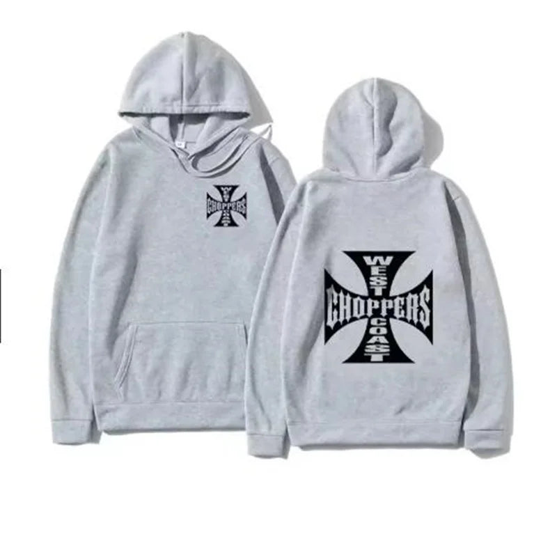 West Coast Iron Cross Choppers Printed Men's Hooded Fashion Cool Sweatshirt Unisex Fashion Fleece Oversized Hoodie Streetwear