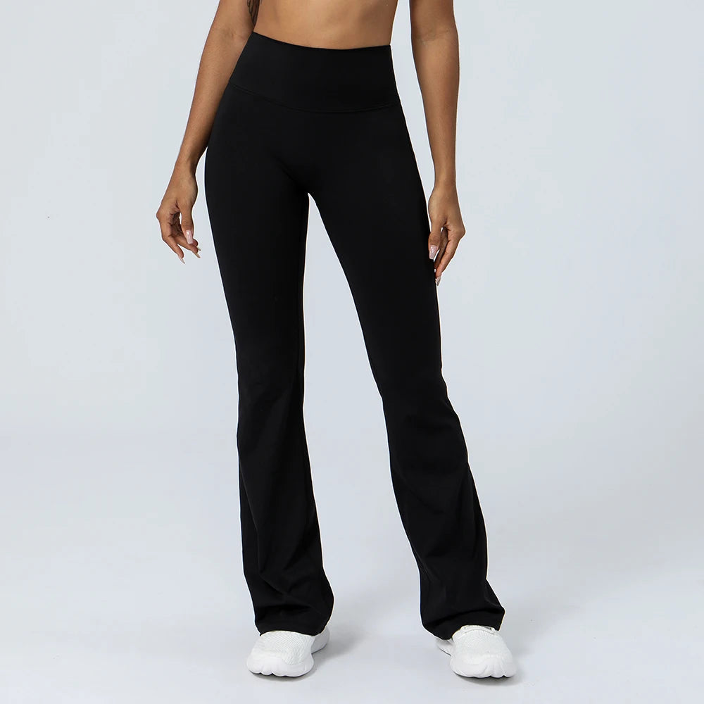 Women Yoga Flare Leggings High Waist Dance Pilates Fitness Gym Buttock Lifting Workout Wide-Leg Pants Outdoor Train Sport Tights ATFH