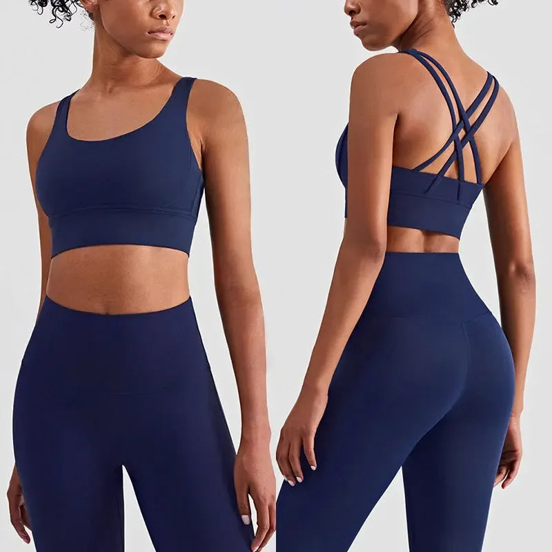 2 Piece Yoga Clothes Women's Tracksuit Athletic Wear Pilates Fitness Suit Gym Workout Push Up Clothes Sports Bra Leggings Suit - ATFH