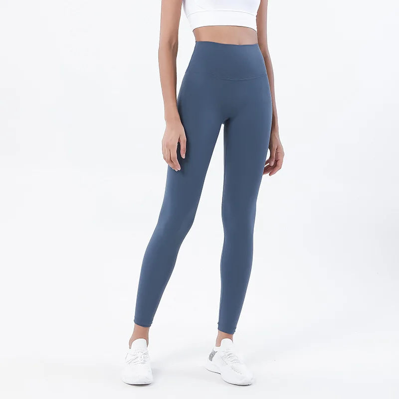 SOISOU Nylon Yoga Gym Leggings Women Girl Fitness Soft Tights High Waist Elastic Breathable No T Line Sports Pants 50 Colors ATFH
