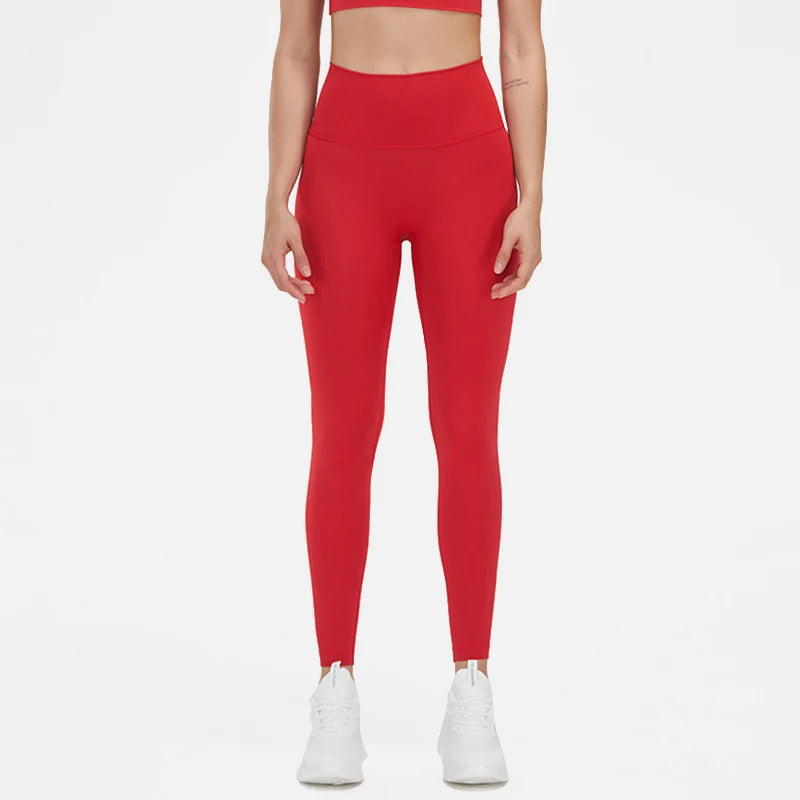 SOISOU Nylon Yoga Pants Gym Leggings Women Girl Fitness Soft Tights High Waist Elastic Breathable No T Line Sports Pants - ATFH